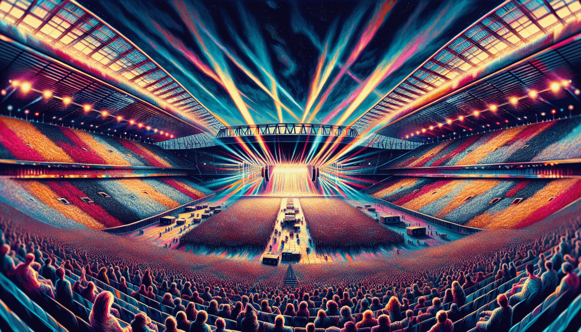 stadium having a rock concert