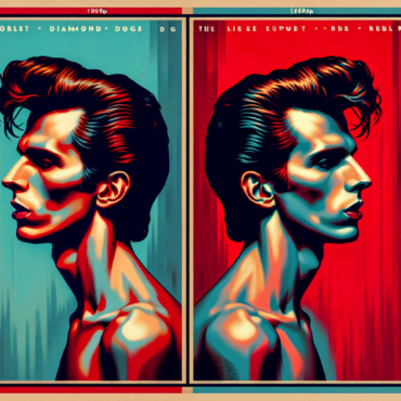 1974; using the andy warhol signature style of boarders on the left and right side of the picture, use a retro synth wave colour scheme, create an image of David Bowie\'s \