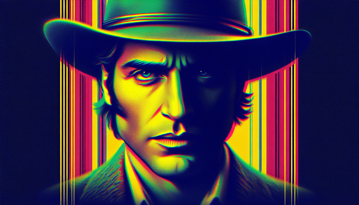 1971; using the andy warhol signature style of boarders on the left and right side of the picture, use a retro synth wave colour scheme, create an image of The French Connection and billy jack films