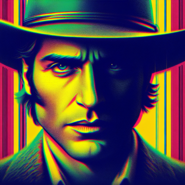 1971; using the andy warhol signature style of boarders on the left and right side of the picture, use a retro synth wave colour scheme, create an image of The French Connection and billy jack films